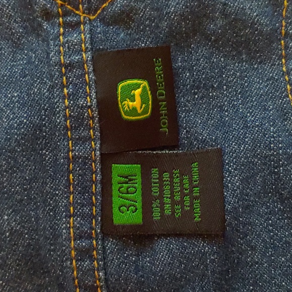 John Deere size 3/6 months jeans denim overalls shorts - Picture 4 of 5
